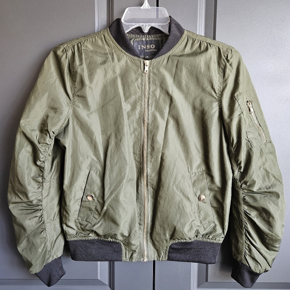 Womens Fitted Green Bomber Jacket